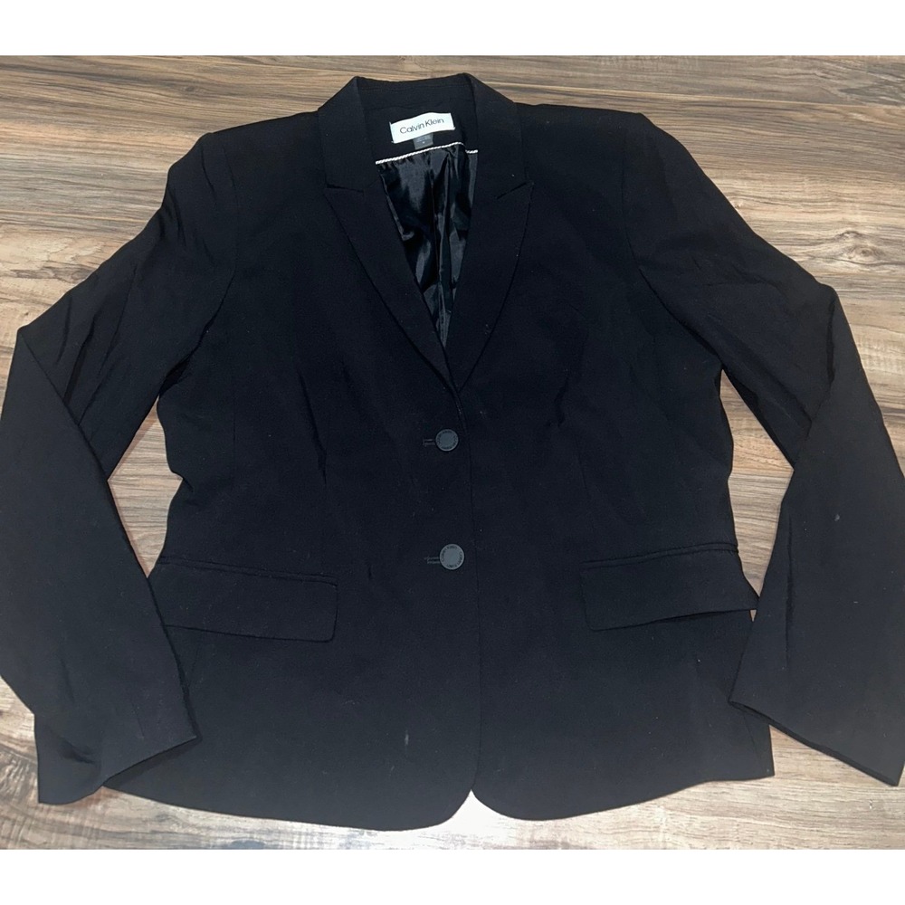Calvin Klein Women's Two Button Lux Blazer, Medium, Black - Picture 6 of 8